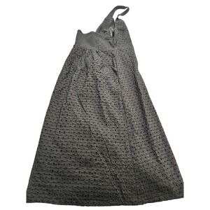 A New Day‎ Dress Womens Medium Black Eyelet Halter Smocked Bodice Sleeveless